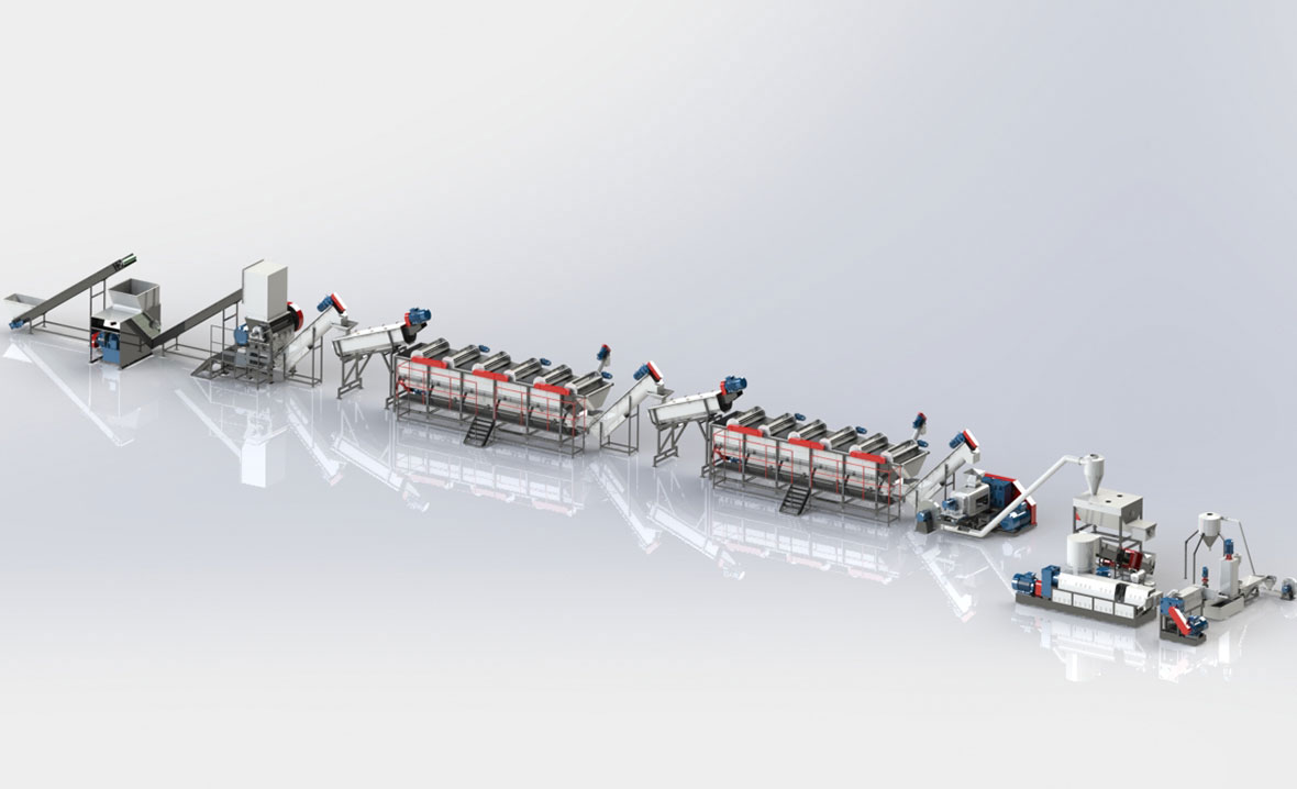 Plastic recycling washing line